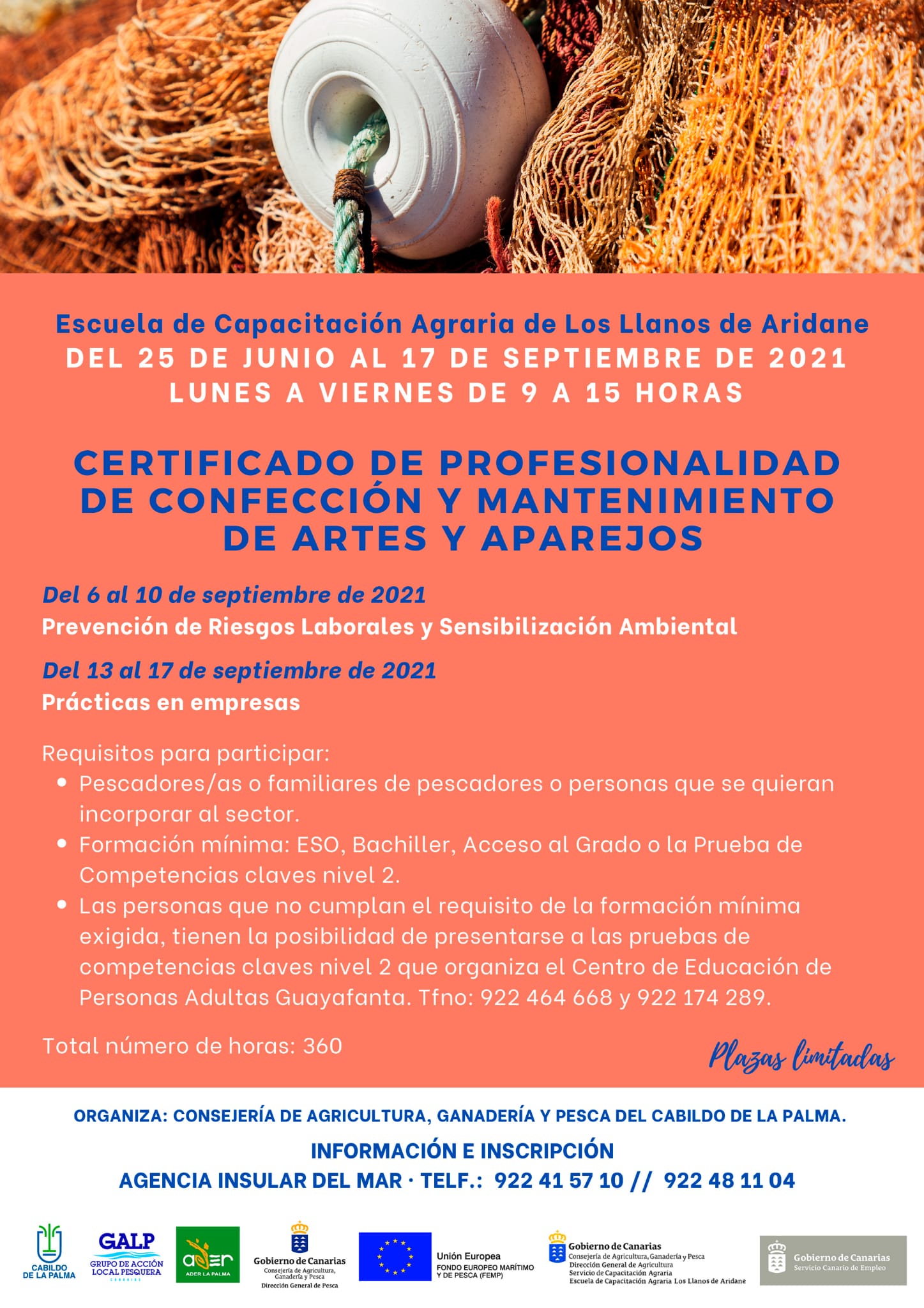 El Cabildo organiza en La Palma el primer curso que se imparte en Canarias para obtener el Certificado de Artes y Aparejos