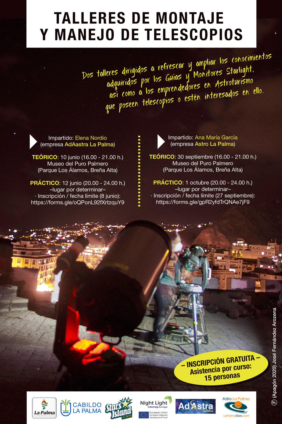 El Cabildo organiza dos talleres de montaje y manejo de telescopios dirigido a los guías starlight