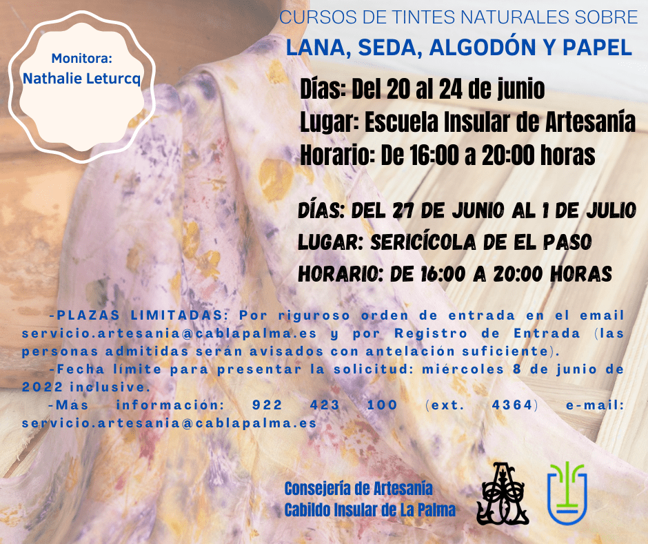 Artesanía organiza dos cursos de tintes naturales sobre lana, seda, algodón y papel