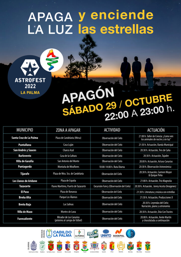 La Palma apaga la luz en 14 lugares emblemáticos de la isla para concienciar sobre la protección del cielo