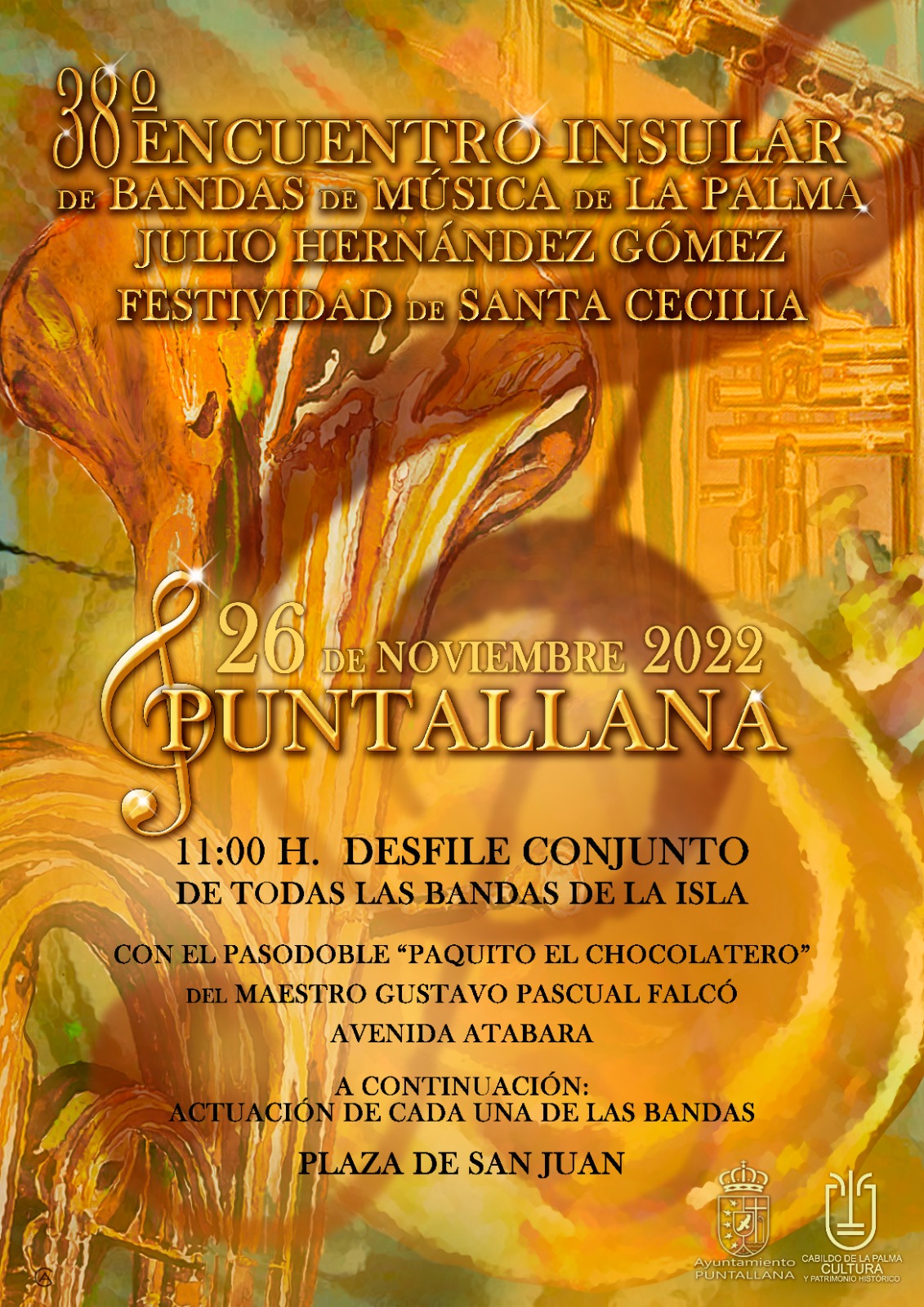 La Palma celebra el 38º Encuentro Insular de Bandas de Música en homenaje a Santa Cecilia 