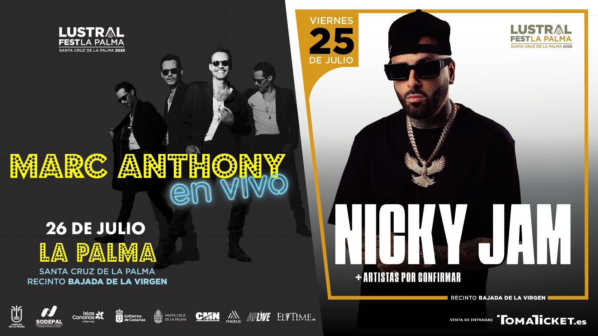 Lustral Fest activa la venta de entradas individuales para ver a Marc Anthony y Nicky Jam en La Palma