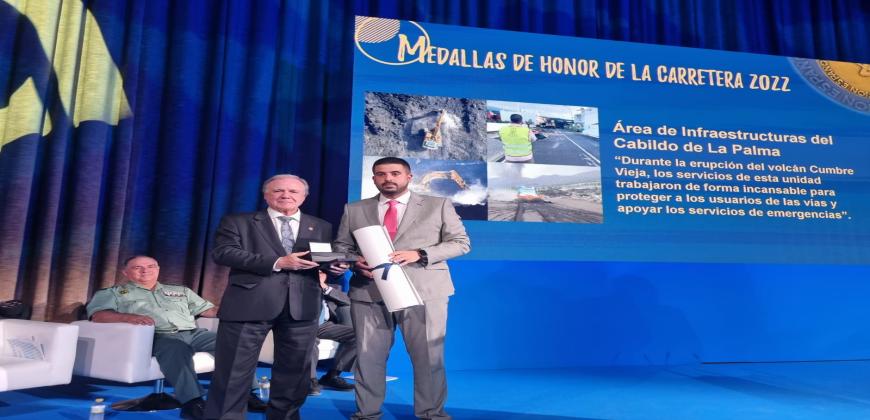 La Asociación Española de la Carretera  distingue al Área de Infraestructuras del Cabildo de La Palma con la Medalla de Honor por su labor en la emergencia volcánica 