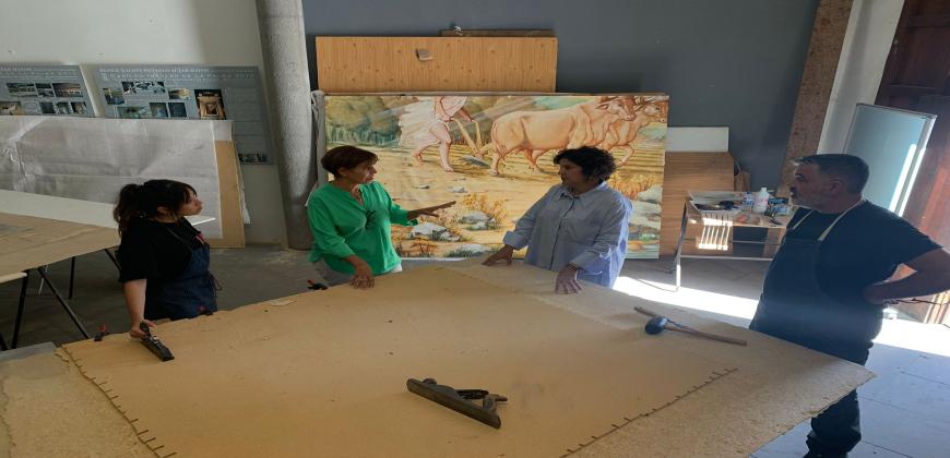 El Taller de Restauración del Cabildo dirige los trabajos de conservación y restauración del lienzo de San Isidro Labrador de la iglesia de La Laguna de los Llanos de Aridane