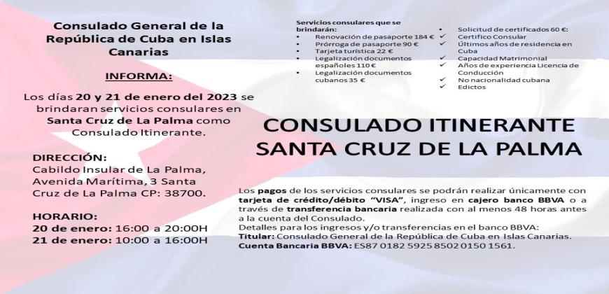 El Cabildo acogerá el consulado itinerante de Cuba el próximo 20 y 21 de enero 