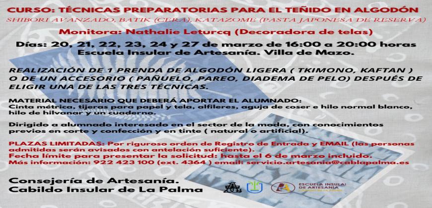 Artesanía organiza un curso de tintes naturales en la Escuela Insular