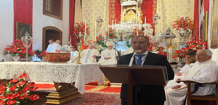 Sergio Rodríguez pide a la Virgen de Las Nieves ayuda para afrontar el proceso de reconstrucción de la Isla
