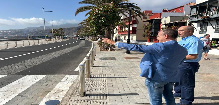 La inversión histórica de 4,4 millones del Cabildo, a través del Fdcan, permite concluir la rehabilitación de la Avenida Marítima de Santa Cruz de La Palma