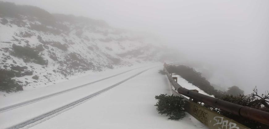 El Cabildo cierra la carretera del Roque de los Muchachos por precaución ante la nieve